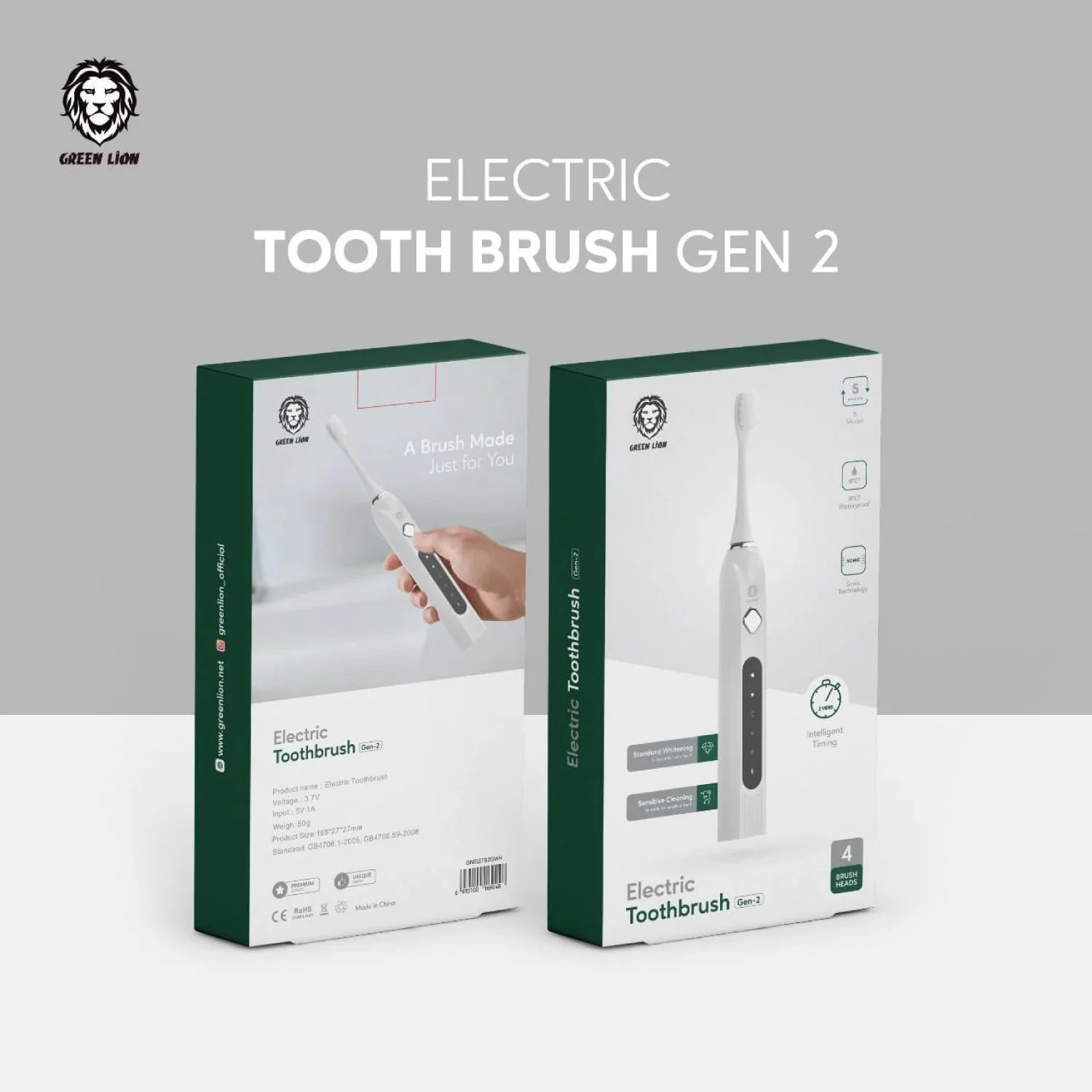 مسواک برقی Green Lion مدل Gen-2 با 5 حالت - سفید مسواک برقی Green Lion مدل Gen-2 با 5 حالت - سفید