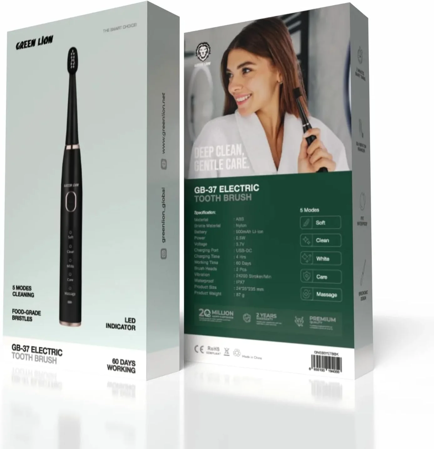 مسواک برقی گرین لاین مدل GB-37 - مشکی مسواک برقی گرین لاین مدل GB-37 - مشکی