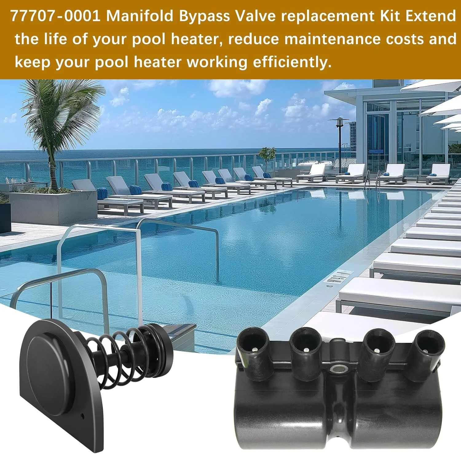 شیر بای پس مانیفولد 77707-0001 جایگزین برای بخاری استخر Pentair-Mastertemp، کیت مانیفولد حرارتی سازگار با بخاری استخر و اسپا Starite Maxe-Therm، کیت تنظیم کننده حرارتی جایگزین شیر بای پس