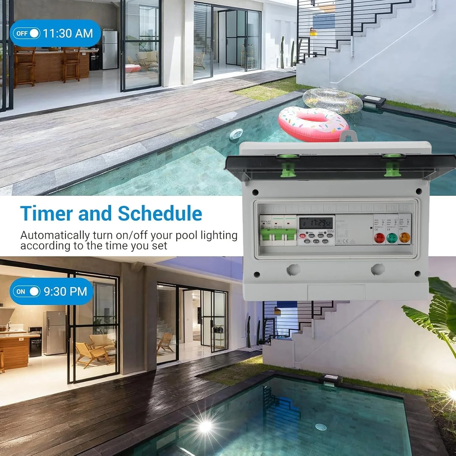 جعبه تایمر دیجیتال Asixxsix، سوئیچ تایمر قابل برنامه ریزی 7 روزه AC400V، 16 بار روشن و خاموش شدن خودکار، سوئیچ تایمر فضای باز IP65 برای پمپ های استخر، چراغ خیابان، چراغ های نئون، بیلبوردها جعبه تایمر دیجیتال Asixxsix، سوئیچ تایمر قابل برنامه ریزی 7 روزه AC400V، 16 بار روشن و خاموش شدن خودکار، سوئیچ تایمر فضای باز IP65 برای پمپ های استخر، چراغ خیابان، چراغ های نئون، بیلبوردها