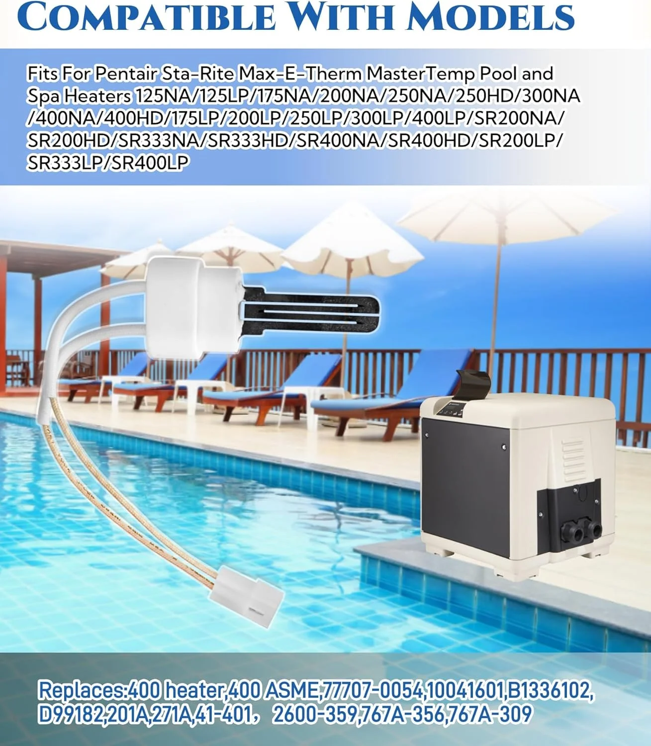 کیت جرقه زن بخاری استخر AWTURBO به همراه واشر مناسب برای بخاری های استخر و اسپا Pentair Sta-Rite Max-E-Therm MasterTemp 200/250/300/400، جایگزین #77707-0054