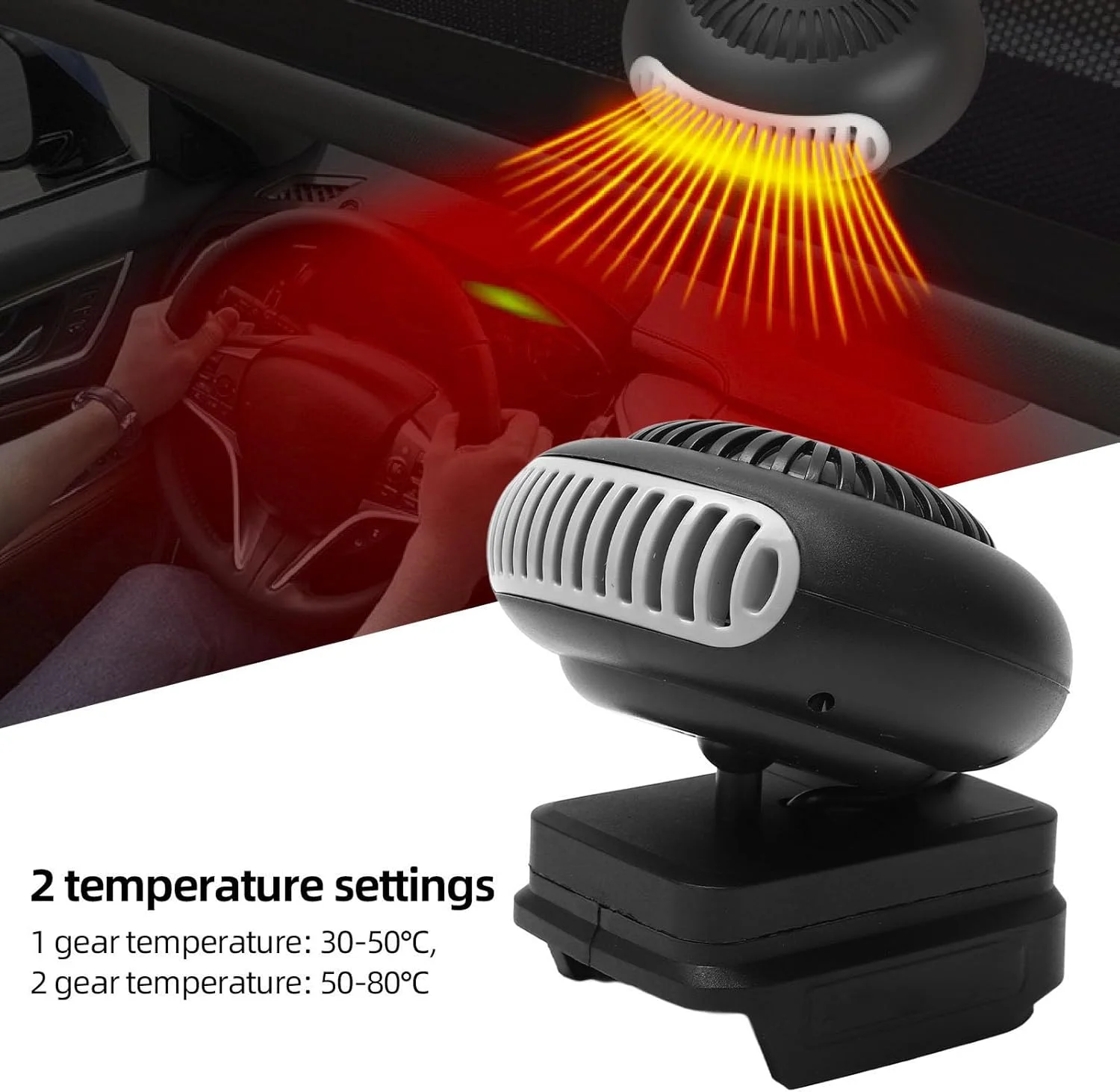 بخاری کوچک، فن خروجی بالا، بخاری برقی با باتری دو سرعته، بخاری رومیزی کوچک قابل حمل برای استفاده در منزل، اتاق خواب، دفتر کار و فضای داخلی