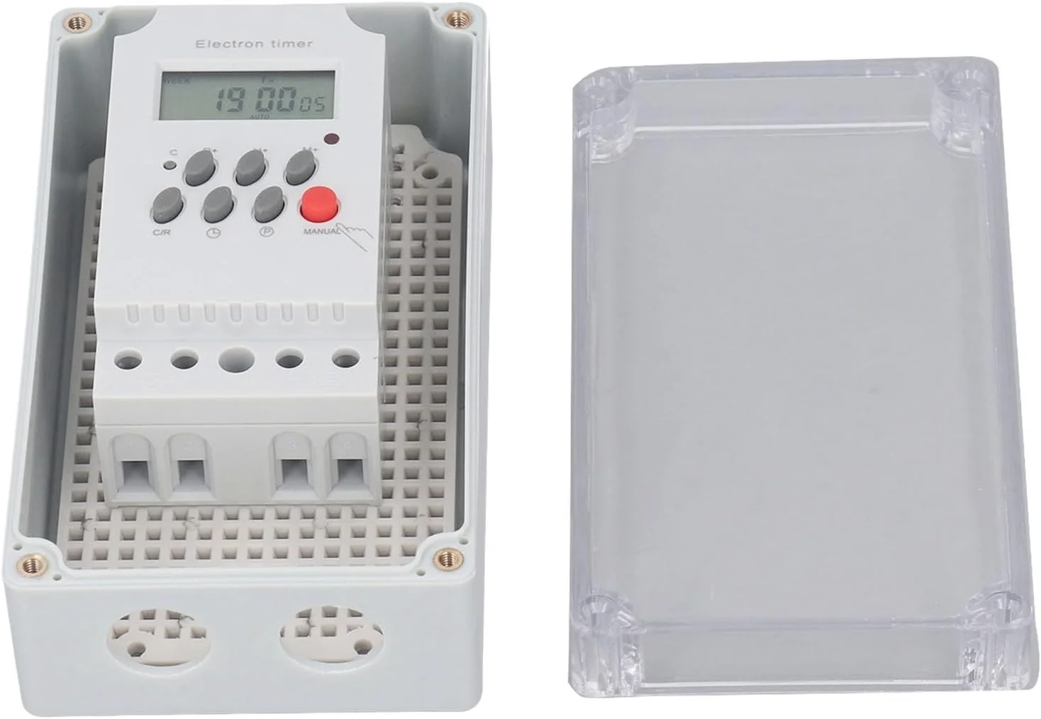 جعبه تایمر دیجیتال VELATEMOR، دکمه خاموش کردن دستی، 20 حافظه روشن/خاموش، تنظیم 7 روزه، 2 سوراخ خروجی، پوشش ضد آب PC، تایمر پمپ استخر برای موتور استخر (DC 12V) جعبه تایمر دیجیتال VELATEMOR، دکمه خاموش کردن دستی، 20 حافظه روشن/خاموش، تنظیم 7 روزه، 2 سوراخ خروجی، پوشش ضد آب PC، تایمر پمپ استخر برای موتور استخر (DC 12V)