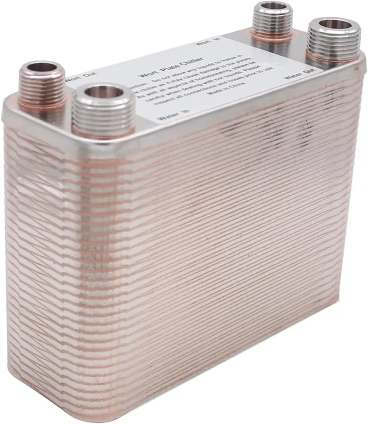 مبدل حرارتی، خنک کننده 60 صفحه ای مالت آبجو 1/2 اینچ NPT توسط شیلنگ باغی مبدل حرارتی صفحه ای B3-12A فولاد ضد زنگ 304 برای گرمایش از کف، گرمایش آب