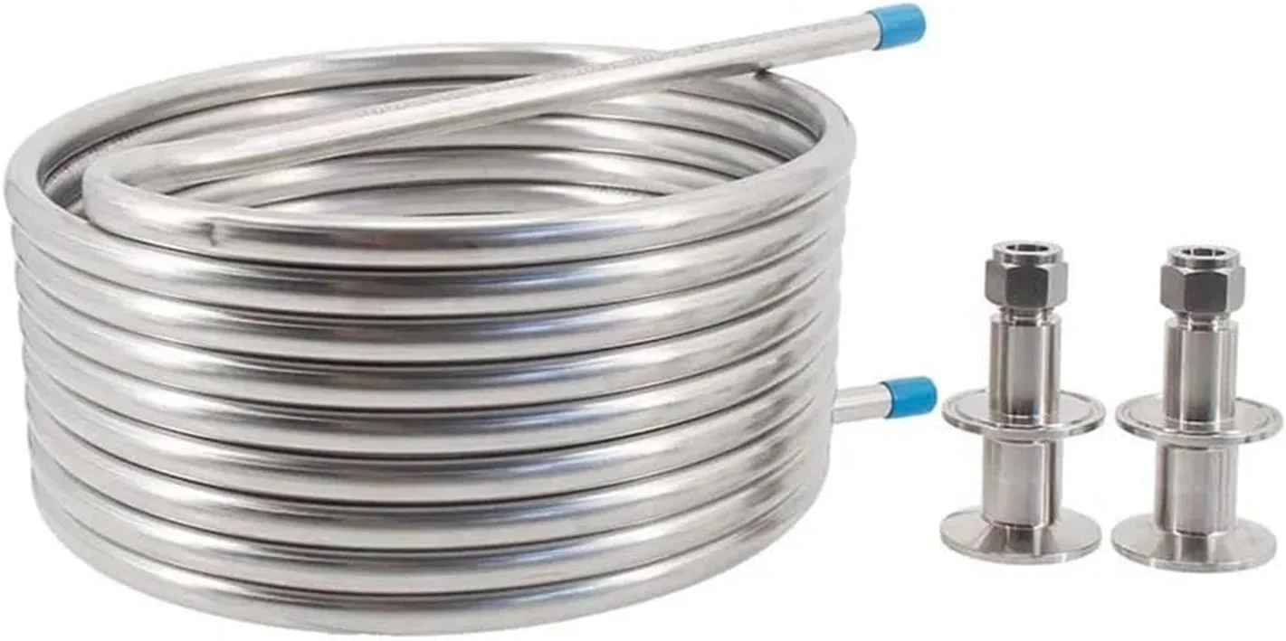 مبدل حرارتی، 1.5 اینچ 25 فوت سیستم هریس برای بازیافت تبادل حرارتی (HERMS) کویل 10 اینچ/12 اینچ قطر 1/2 اینچ OD لوله خنک کننده جوانه آبجو برای گرمایش از کف، گرمایش آب (قطر 10 اینچ)