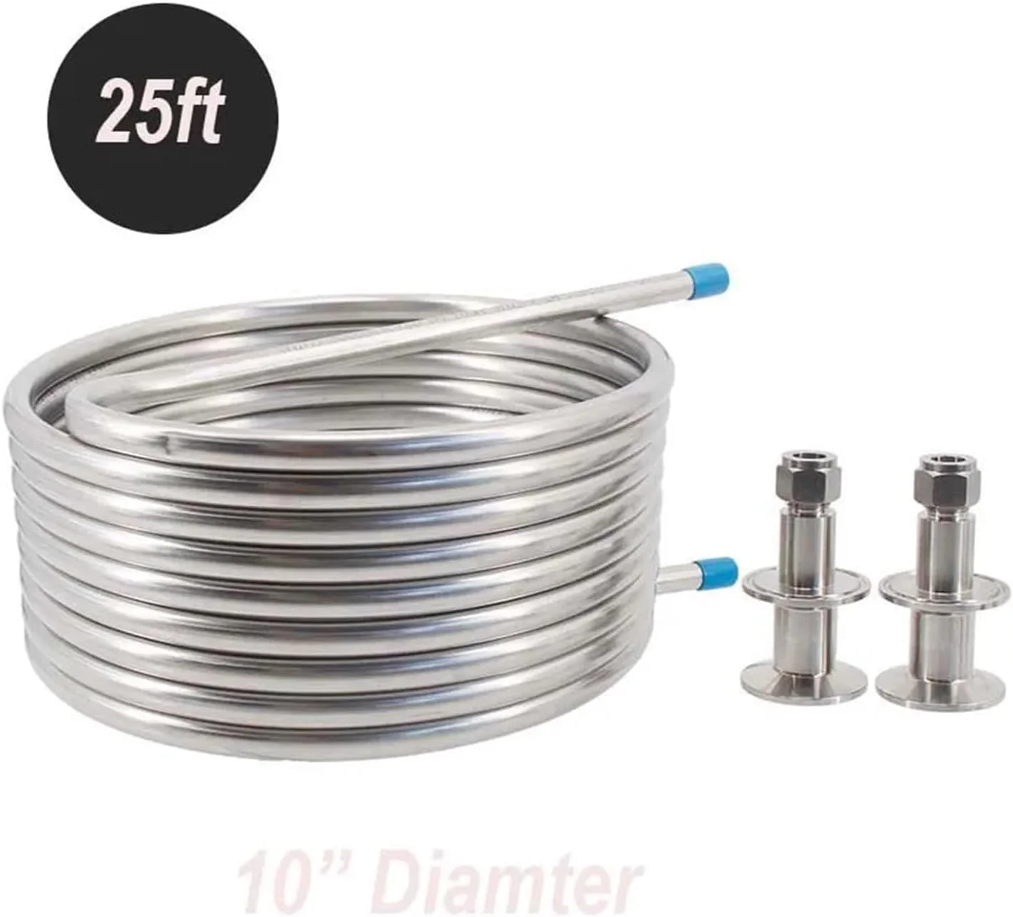 مبدل حرارتی، 1.5 اینچ 25 فوت سیستم هریس برای بازیافت تبادل حرارتی (HERMS) کویل 10 اینچ/12 اینچ قطر 1/2 اینچ OD لوله خنک کننده جوانه آبجو برای گرمایش از کف، گرمایش آب (قطر 10 اینچ)