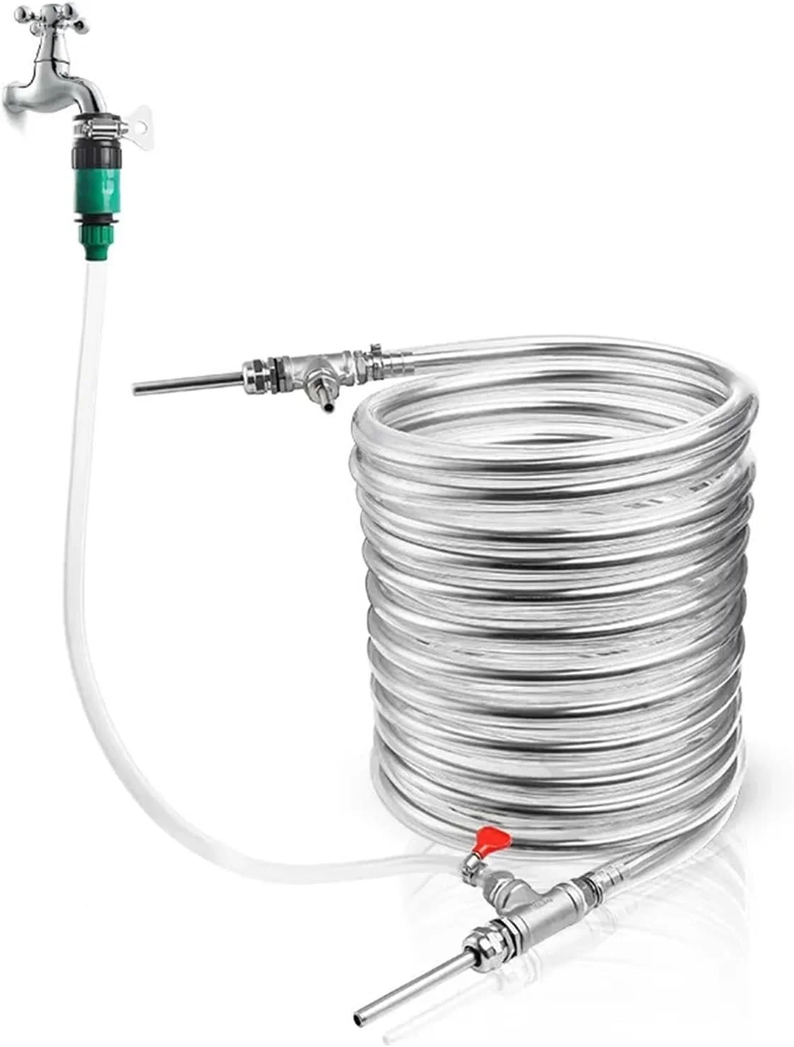 مبدل حرارتی، خنک کننده گیاه جریان مخالف، لوله خنک کننده فولاد ضد زنگ 3/8 اینچ × 10 متر، مبدل حرارتی فوق العاده کارآمد، لوله کویل خنک کننده آبجو برای گرمایش از کف، گرمایش آب (همراه با شلنگ)