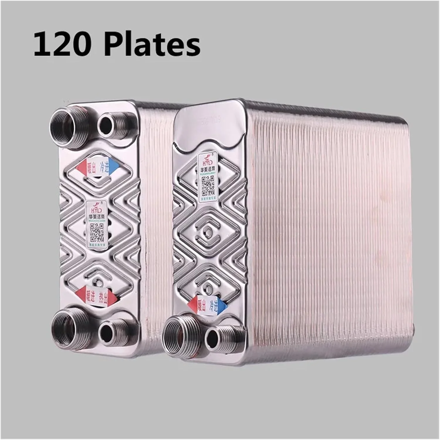 مبدل حرارتی، مبدل حرارتی صفحه ای مسی 120 صفحه ای مبدل حرارتی فولادی ضد زنگ صفحه ای مسی نوع آبگرمکن SUS304 برای گرمایش از کف، گرمایش آب (همان طرف)