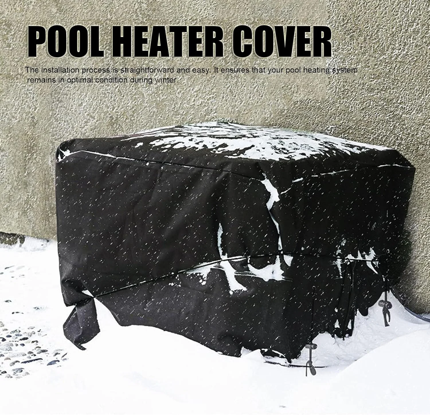 روکش بخاری استخر جنریک، روکش پمپ حرارتی استخر پارچه آکسفورد 600D ضد آب جهانی با تهویه و بند کشی قابل تنظیم، برای محافظت از تجهیزات شنا در زمستان