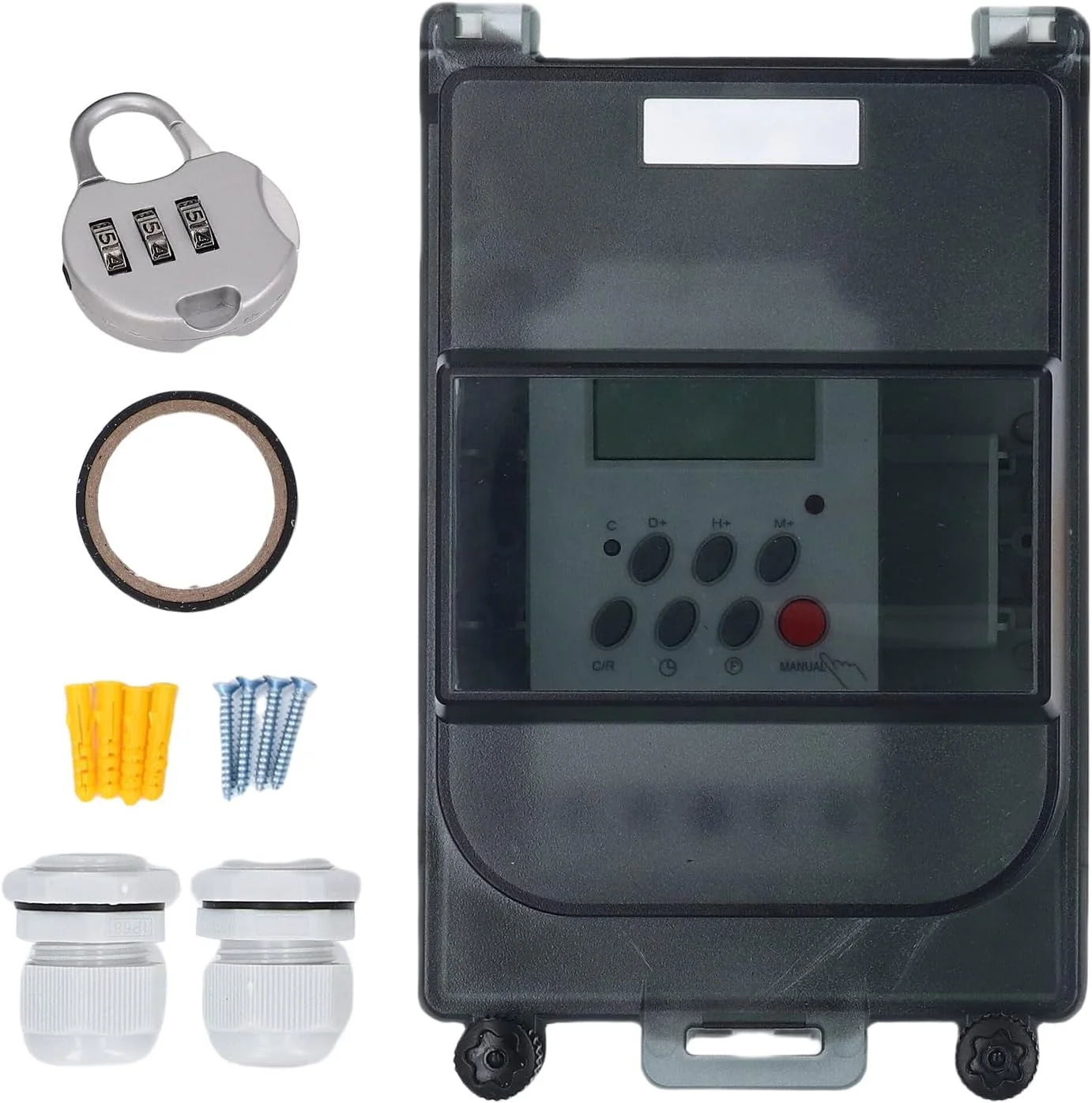 تایمر پمپ استخر، سوئیچ تایمر قابل برنامه ریزی 7 روزه 28 روشن/خاموش، جعبه کنترلر دیجیتال با قفل رمز عبور، پوسته PC ضد باران، برای پمپ های استخر، بخاری ها، فیلترها