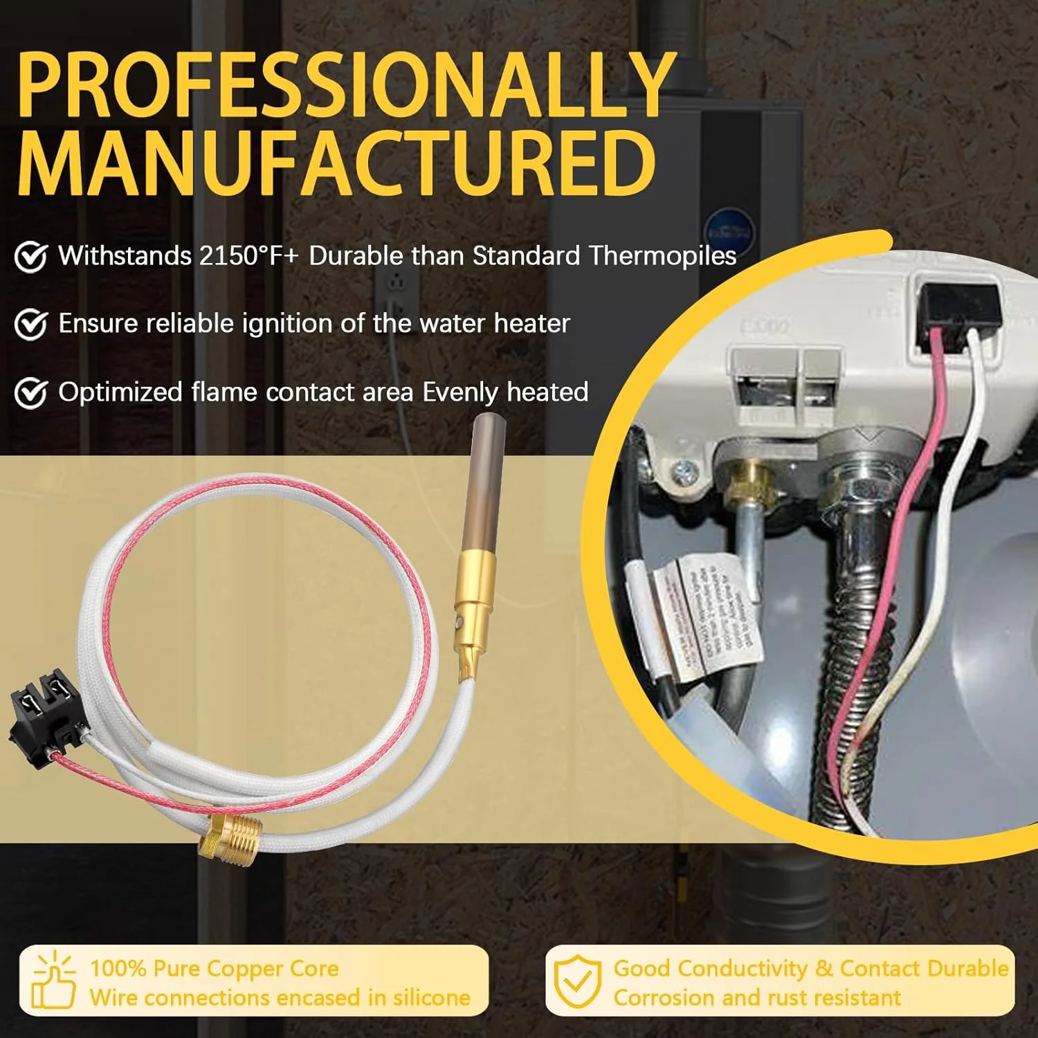 قطعه ترموکوپل LP برای کیت جایگزینی مجموعه پیلوت SP20824 / SP21058 / SP20800 / سازگار با آبگرمکن های معادل Rheem | Ruud | Richmond | 27.5 اینچ | بالای 750mV