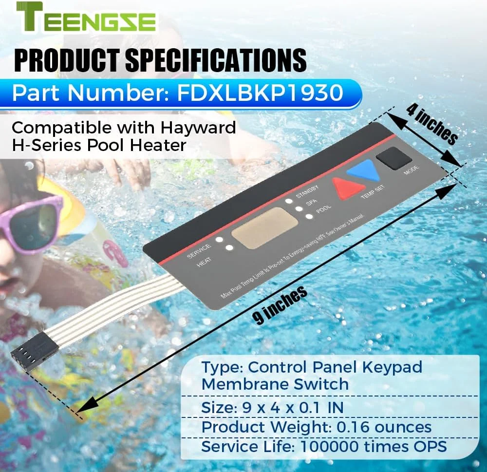 کیت صفحه کلید جایگزین TEENGSE FDXLBKP1930 برای بخاری استخر و آبگرمکن سری H با NOx پایین، صفحه کنترل بخاری استخر، جایگزینی سازگار، مناسب برای مدل های H150FD H200FD H250FD H300FD H350FD H400FD