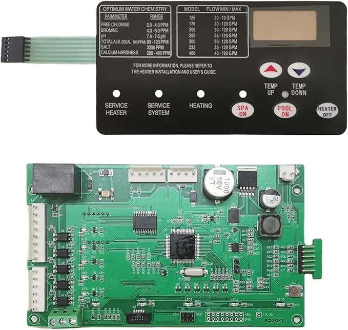 کیت برد کنترل گرمکن استخر VARONGHKOO مدل ارتقا یافته 42002-0007S به همراه پد غشایی سوئیچ 472610Z سازگار با Mastertemp 200/250/300/400، مناسب برای Sta-Rite SR200/SR33/SR400 جایگزین # 461105