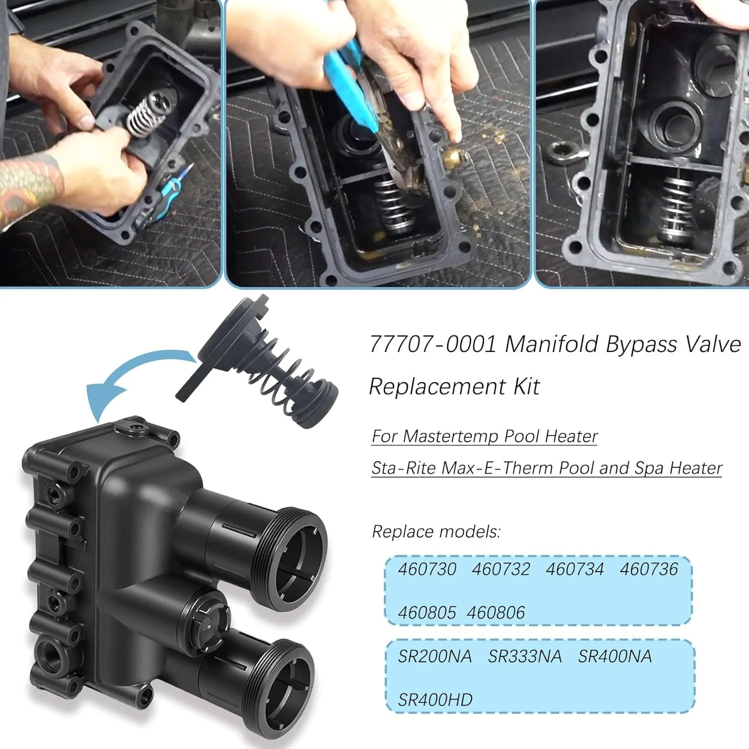 کیت جایگزینی شیر بای پس مانیفولد Timilge 77707-0001 برای بخاری استخر و اسپا Mastertemp و Sta-Rite Max-E-Therm