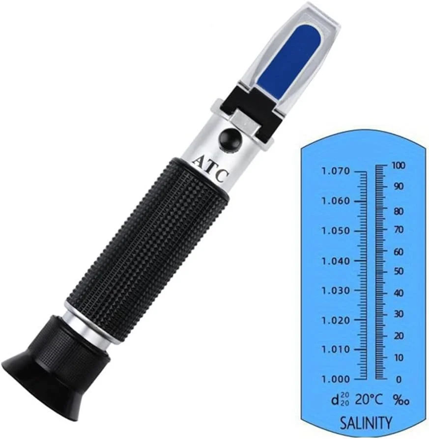 رفراکتومتر شوری آب، هیدرومتر با مقیاس دوگانه: وزن مخصوص 1.000-1.070 و PPT 0-100 (1‰ = 1ppt = 1000 ppm)، تستر آب دریا دستی برای آکواریوم، نگهداری ماهی های دریایی، تانک استخر
