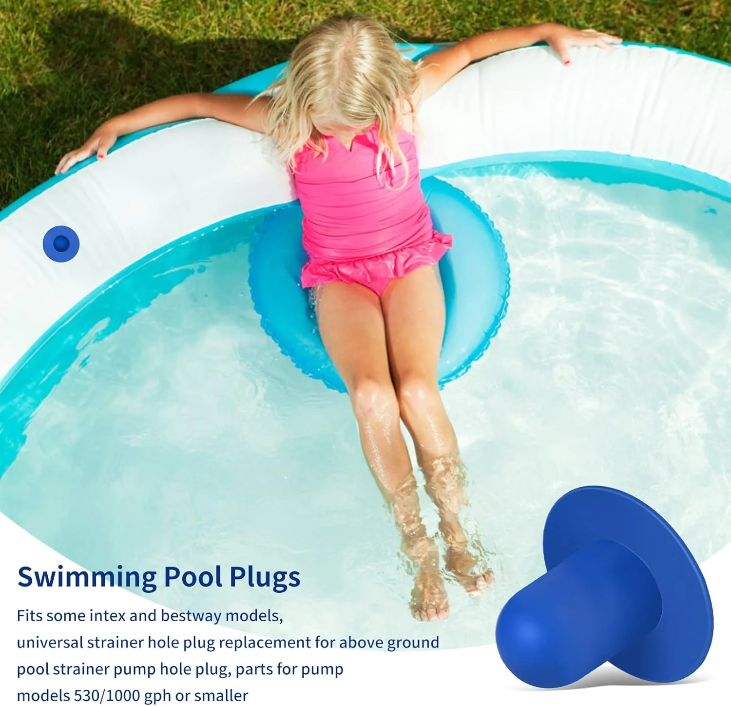 پلاگ دیواری استخر شنا Abeillo بسته 4 عددی - قطعات جایگزین - درپوش سوراخ صافی پمپ فیلتر استخر شنای رو زمینی سازگار با Intex و Bestway (آبی)