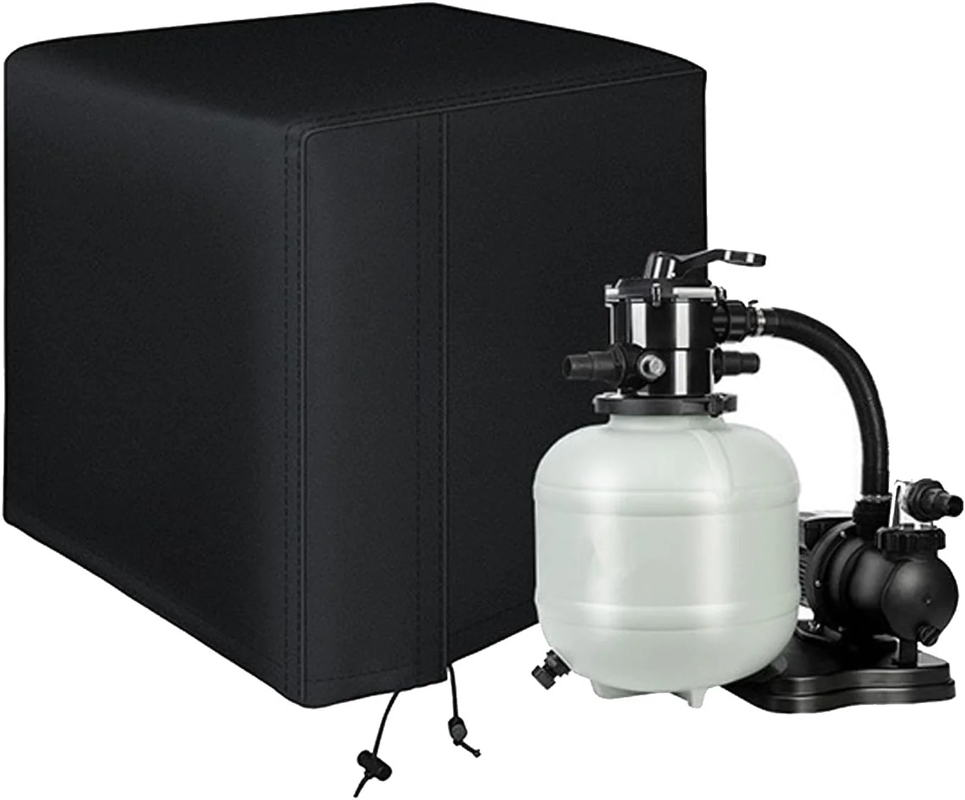 روکش پمپ فیلتر شنی gernie، روکش زمستانی ضد آب و ضد اشعه ماوراء بنفش برای پمپ فیلتر شنی استخر، روکش پمپ استخر زمینی با بند کشی، روکش فیلتر استخر سنگین، روکش تجهیزات استخر