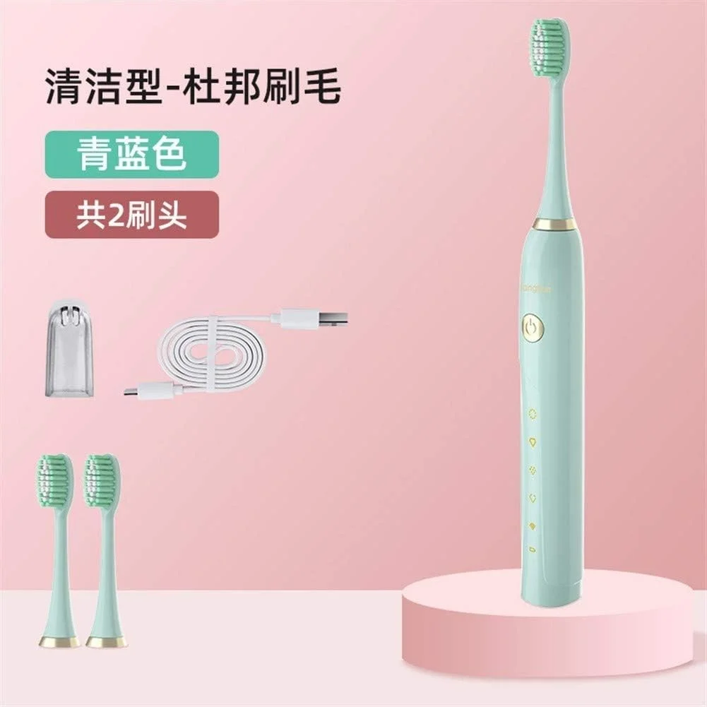 مسواک برقی صوتی A-N، مسواک نرم قابل شارژ جدید خانگی بزرگسالان (رنگ: آبی، اندازه: 2 سری مسواک)