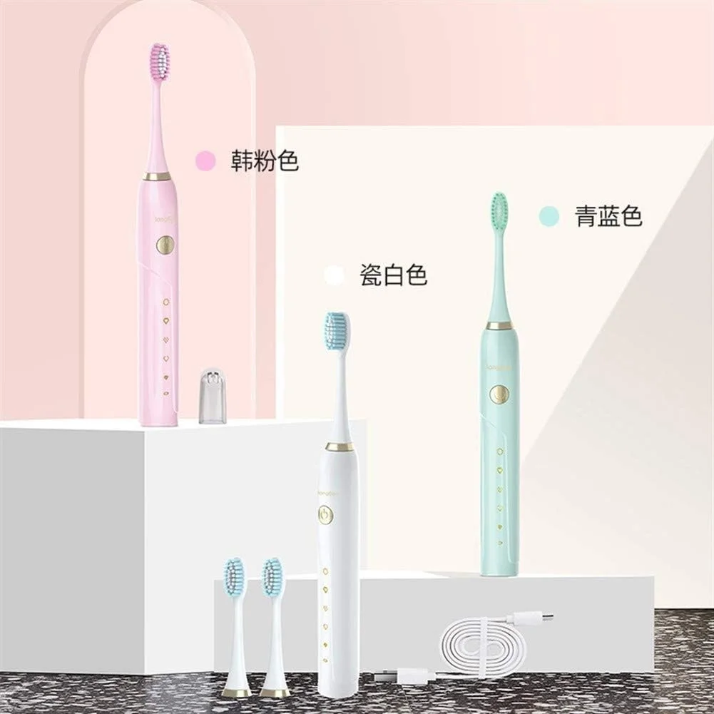 مسواک برقی صوتی A-N، مسواک نرم قابل شارژ جدید خانگی بزرگسالان (رنگ: آبی، اندازه: 2 سری مسواک)