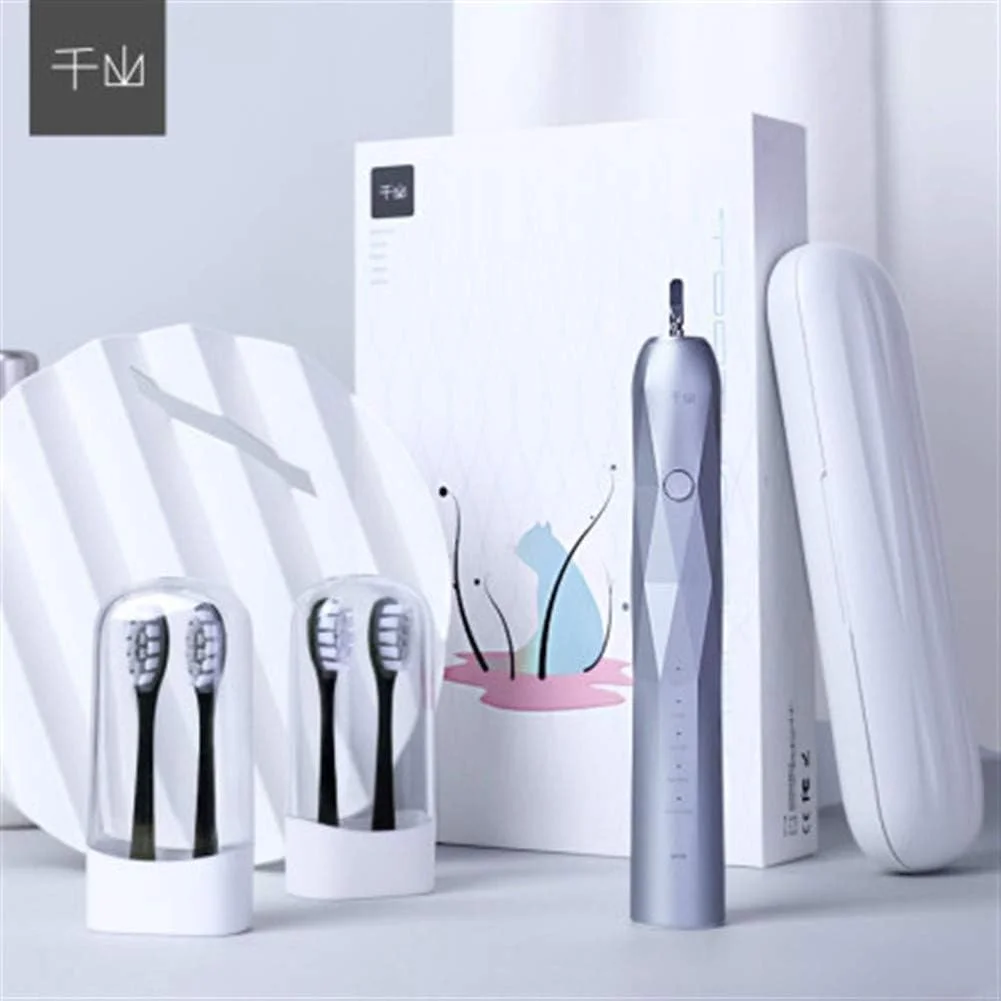 مسواک برقی اتوماتیک سونیک شارژی A-N X1، ضد آب، سر کوچک، موهای نرم، مناسب زوج ها (رنگ: خاکستری)