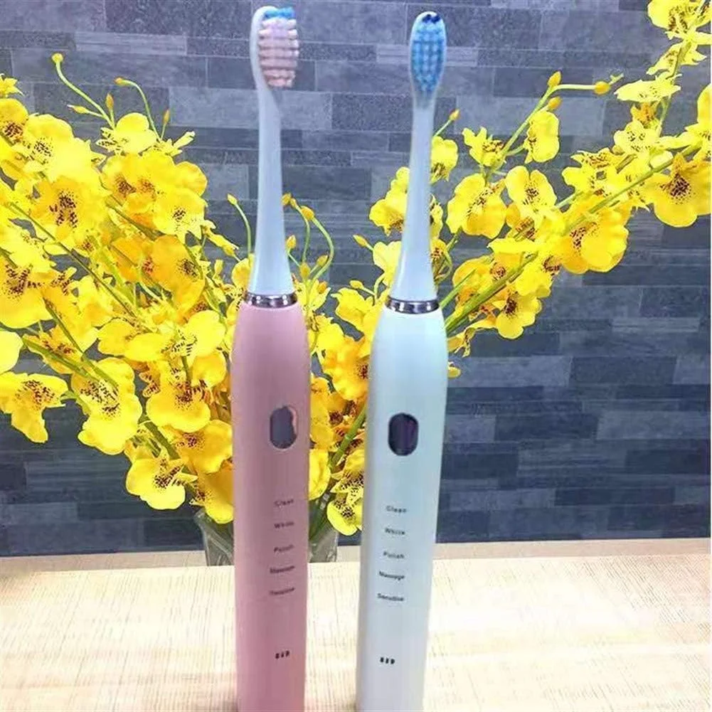 مسواک برقی هوشمند صوتی A-N بزرگسال، 5 سرعته، شارژی القایی، موی نرم، ضد آب، مناسب افراد تنبل (رنگ: صورتی)