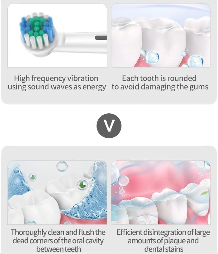 مسواک برقی چرخشی با سیستم تعلیق مغناطیسی، 5 حالت تمیز کردن صوتی ضد آب، 8 سری مسواک و کیف حمل، مناسب برای کودکان و بزرگسالان در سفر، کمپینگ، دوچرخه سواری (صورتی)