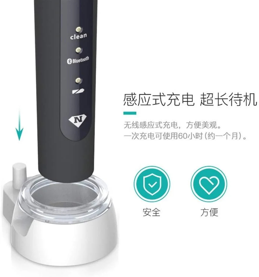 مسواک برقی شارژی ضد آب بزرگسال A-N، دارای اپلیکیشن هوشمند و سر برس چرخشی 360 درجه، مدل های زوجی (رنگ: صورتی)