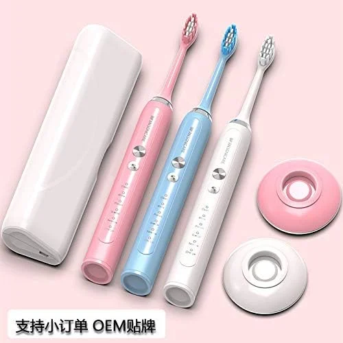 مسواک برقی شارژی زوجی A-N، مسواک برقی مغناطیسی هوشمند، ضد آب مناسب بزرگسالان (رنگ: صورتی)