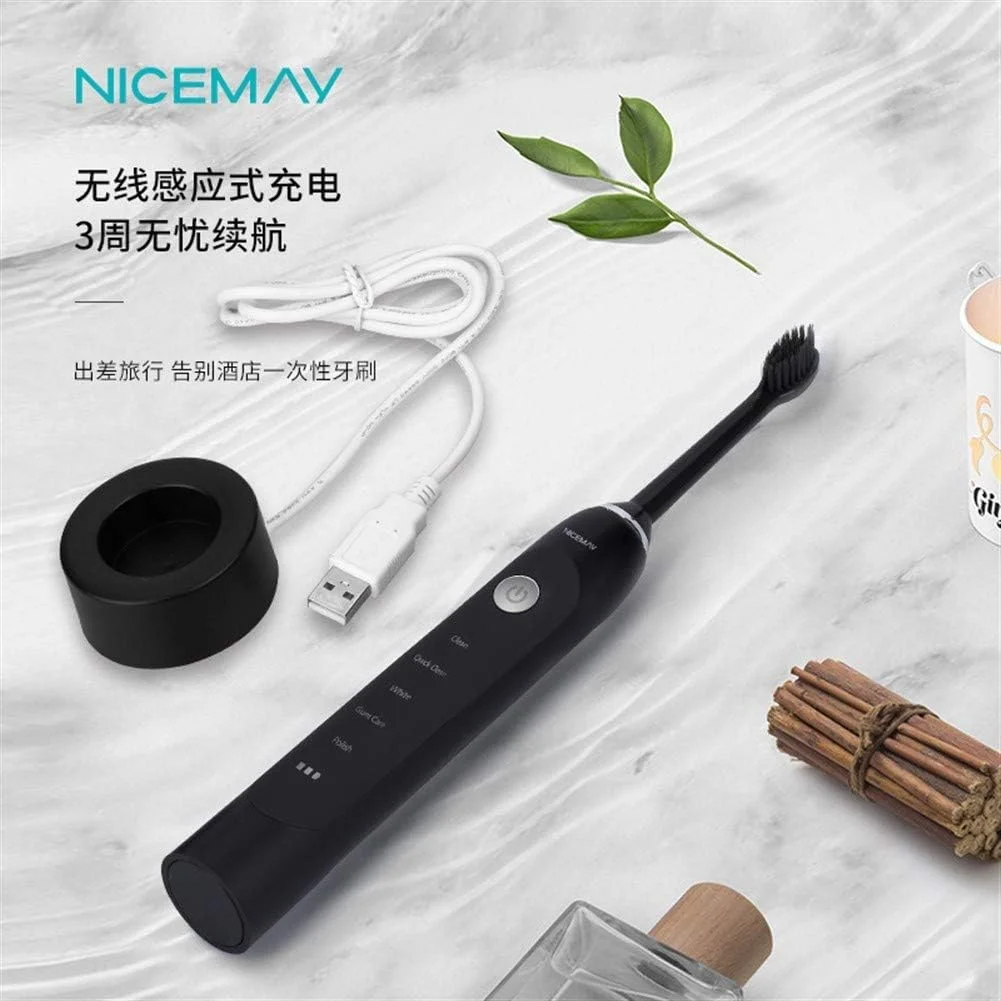 مسواک برقی اولتراسونیک القایی بی سیم A-N، ضد آب کامل بدن، سفید کننده دندان (رنگ: سفید)