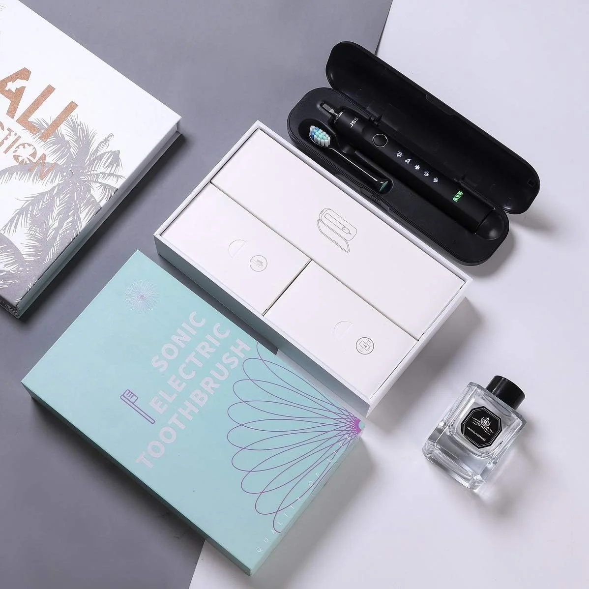 مسواک برقی صوتی هوشمند A-N، شارژ سریع USB، مناسب بزرگسالان، ضدآب (رنگ: آبی)