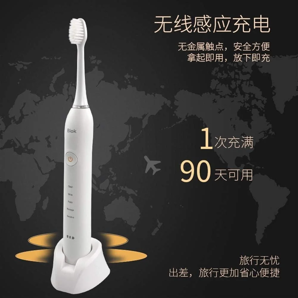 مسواک برقی بزرگسالان A-N با قابلیت شارژ القایی، تنظیم 5 سرعته و سفید کننده دندان (رنگ: سفید)