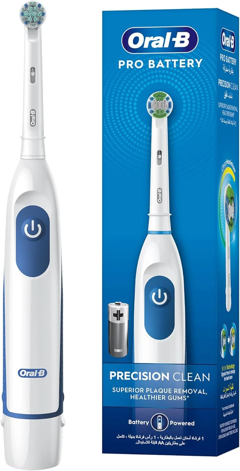 مسواک برقی باتری خور اورال-بی مدل DB 5.010.1 PRO Precision Clean، 9000 دور در دقیقه برای تمیزی برتر، تمیز کردن دو بعدی - سفید