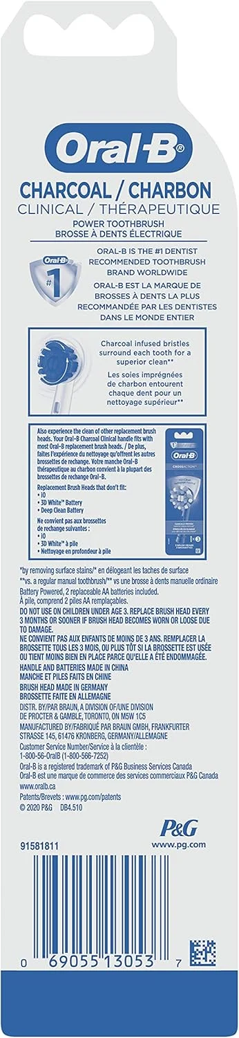 مسواک برقی باتری خور Oral-B Power Clinical Charcoal، 1 عدد مسواک برقی باتری خور Oral-B Power Clinical Charcoal، 1 عدد