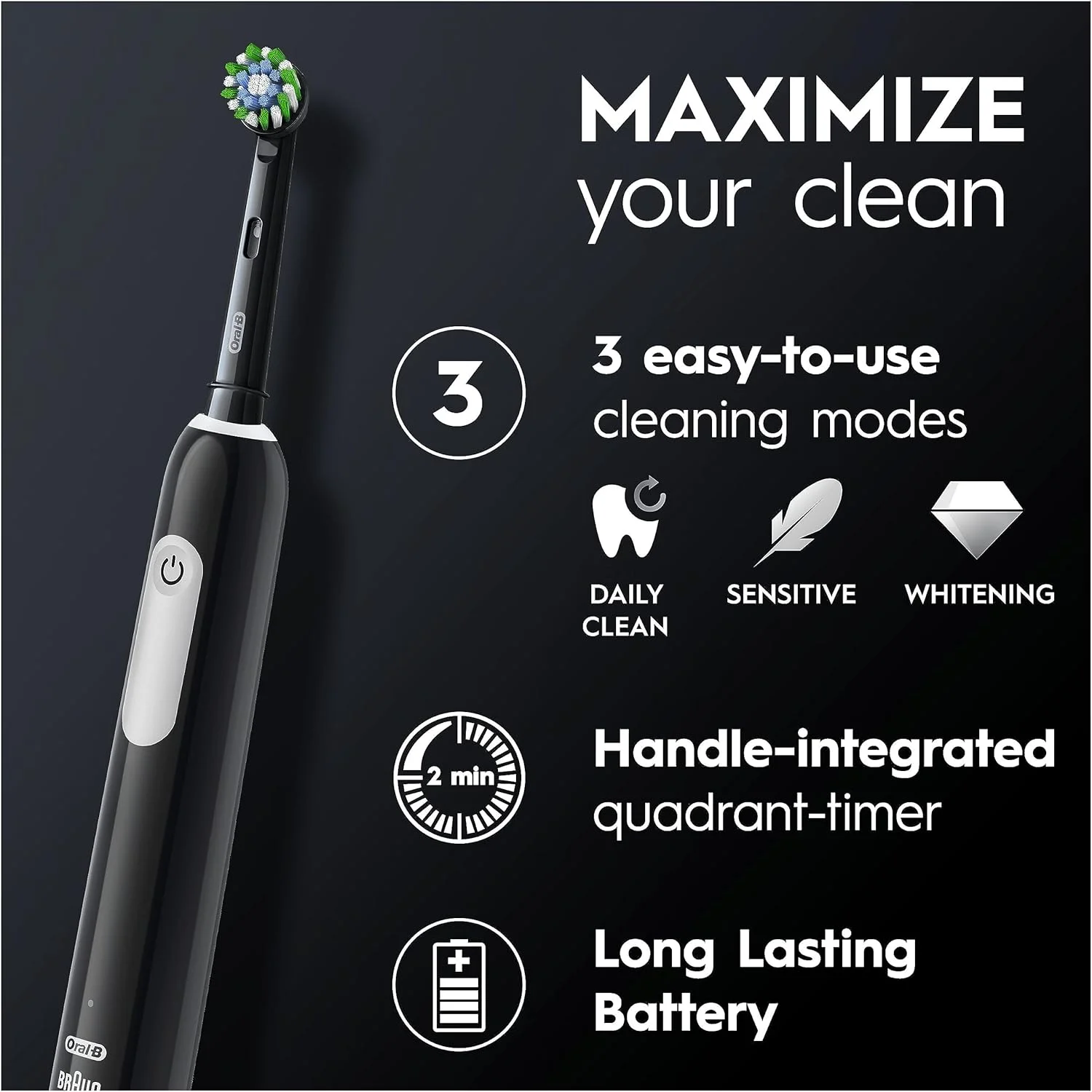 Oral-B Pro 1 X2 Electric Toothbrushes For Adults With 3D Cleaning, 2 Toothbrush Heads, Gum Pressure Control, 2 Pin UK Plug, Pink & Black Oral-B Pro 1 X2 Electric Toothbrushes For Adults With 3D Cleaning, 2 Toothbrush Heads, Gum Pressure Control, 2 Pin UK Plug, Pink & Black