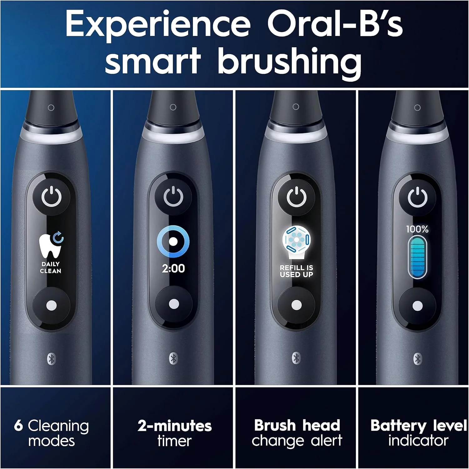 Oral-B iO8 2x Electric Toothbrushes For Adults, App Connected Handles, 4 Toothbrush Heads, 1 Travel Case, Toothbrush Head Holder, 6 Modes, 2 Pin UK Plug, Black/Violet Oral-B iO8 2x Electric Toothbrushes For Adults, App Connected Handles, 4 Toothbrush Heads, 1 Travel Case, Toothbrush Head Holder, 6 Modes, 2 Pin UK Plug, Black/Violet