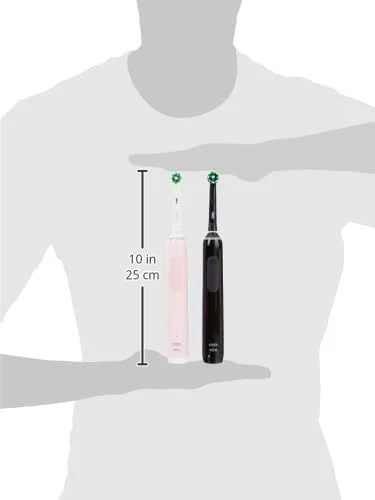 Oral-B Pro 3 3900N Set of 2 Black and Pink Electric Toothbrushes, 3 Brushes, Designed by Braun Oral-B Pro 3 3900N Set of 2 Black and Pink Electric Toothbrushes, 3 Brushes, Designed by Braun
