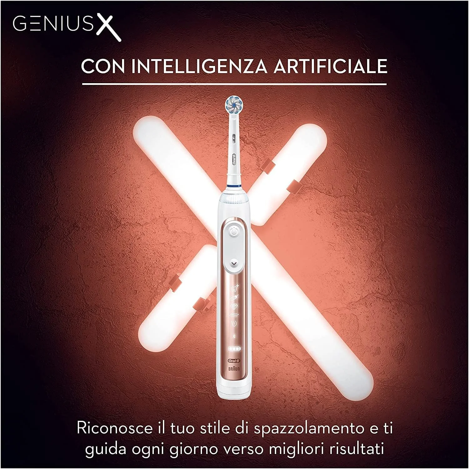 Oral-B Genius X Elektrische Zahnbürste/Electric Toothbrush, 6 Putzmodi für Zahnpflege, künstliche Intelligenz & Bluetooth-App, Designed by Braun, rosegold Oral-B Genius X Elektrische Zahnbürste/Electric Toothbrush, 6 Putzmodi für Zahnpflege, künstliche Intelligenz & Bluetooth-App, Designed by Braun, rosegold