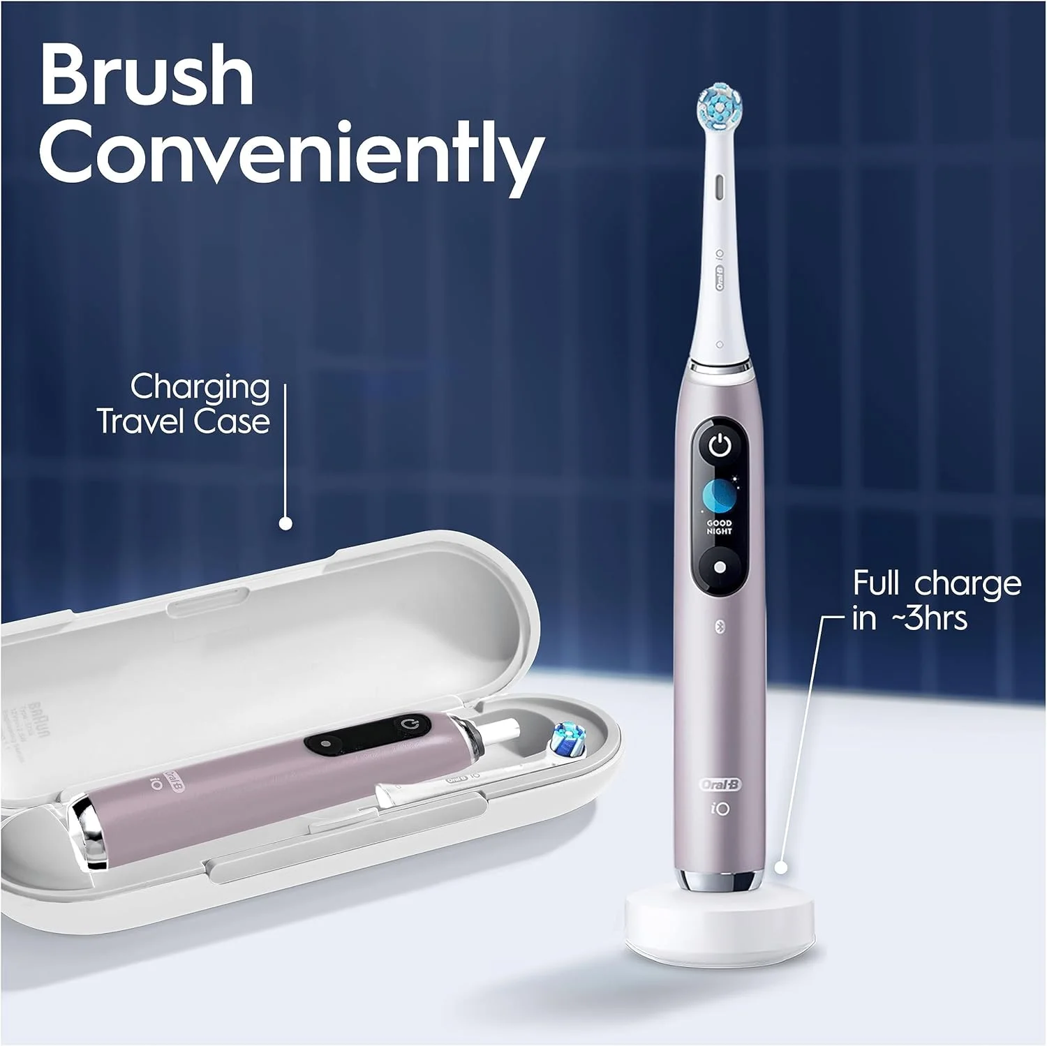 مسواک برقی بزرگسالان Oral-B iO9، دسته متصل به برنامه، 1 عدد سری مسواک، کیف مسافرتی شارژ شونده و کیف مغناطیسی، 7 حالت، دوشاخه 2 پین، نسخه ویژه مسواک برقی بزرگسالان Oral-B iO9، دسته متصل به برنامه، 1 عدد سری مسواک، کیف مسافرتی شارژ شونده و کیف مغناطیسی، 7 حالت، دوشاخه 2 پین، نسخه ویژه