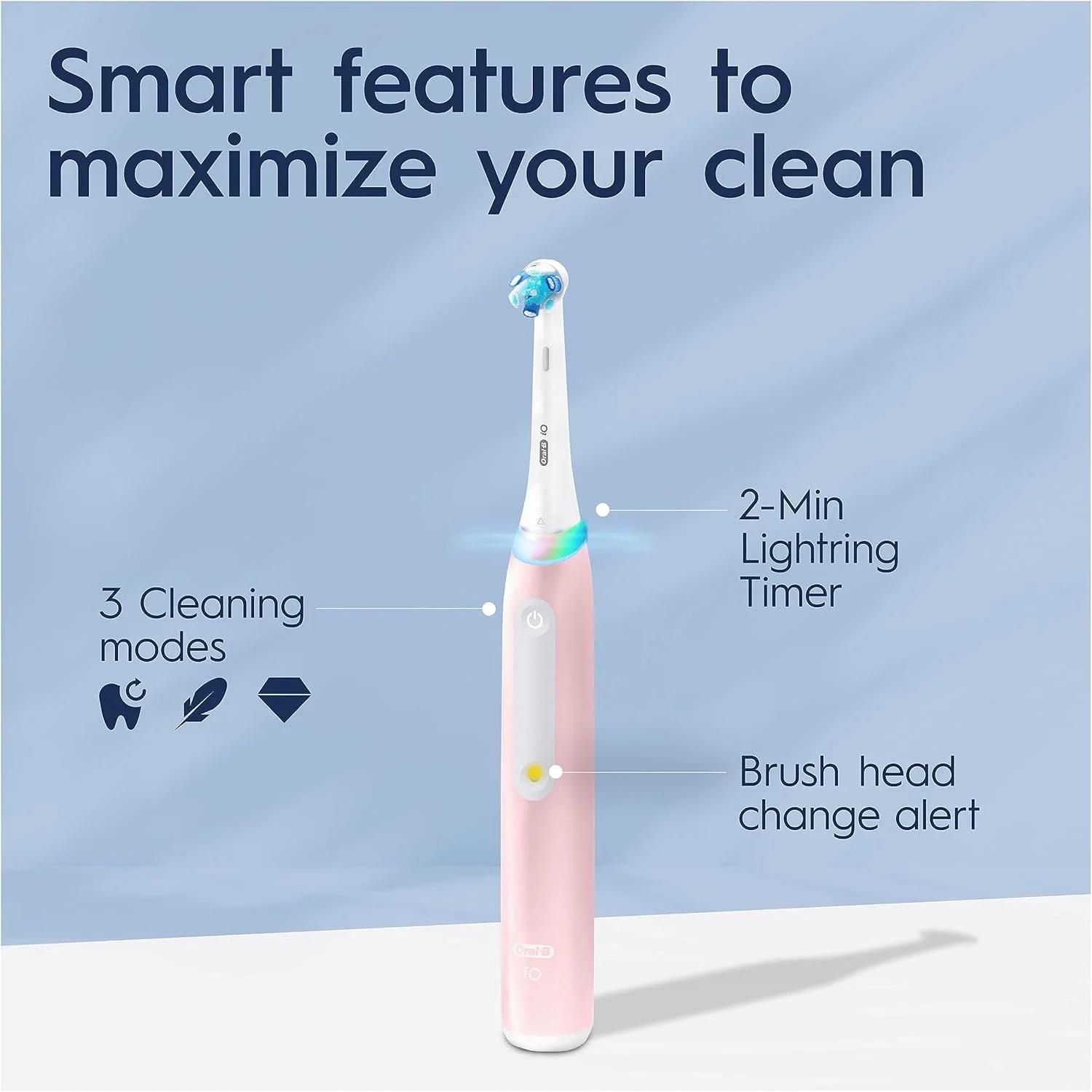 Oral-B iO3 Electric Toothbrushes Adults, 5 Toothbrush Heads, 3 Modes With Teeth Whitening, 2 Pin UK Plug, Pink Oral-B iO3 Electric Toothbrushes Adults, 5 Toothbrush Heads, 3 Modes With Teeth Whitening, 2 Pin UK Plug, Pink