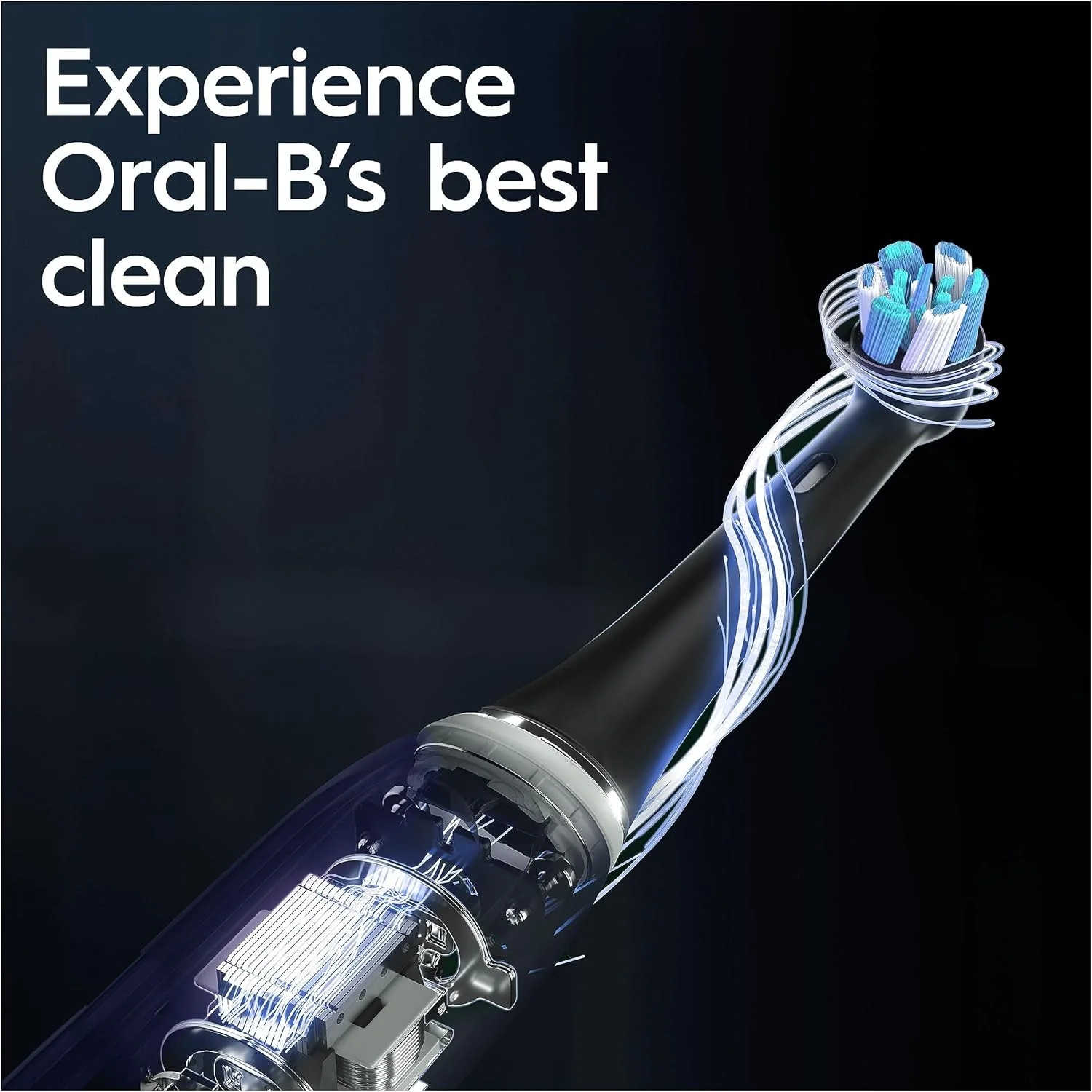 مسواک برقی بزرگسالان Oral-B iO10، هدیه برای خانم ها/آقایان، 1 دسته، 1 سر مسواک Ultimate Clean، جعبه مسافرتی شارژ، 7 حالت، دوشاخه 2 پین UK، مشکی کیهانی، مسواک Oral B IO