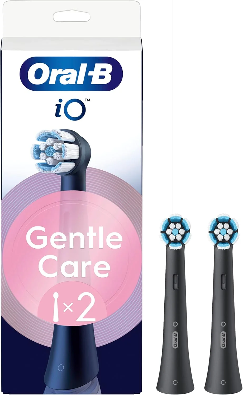 سری یدک مسواک برقی اورال-بی مدل Gentle Care، مشکی، نرم، مناسب لثه‌های حساس، برس گرد، بسته 2 عددی