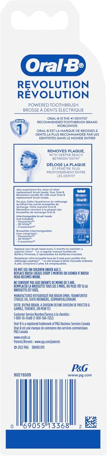 مسواک باتری خور Oral-B Revolution با (1) سری مسواک، سفید، باتری شامل می شود مسواک باتری خور Oral-B Revolution با (1) سری مسواک، سفید، باتری شامل می شود