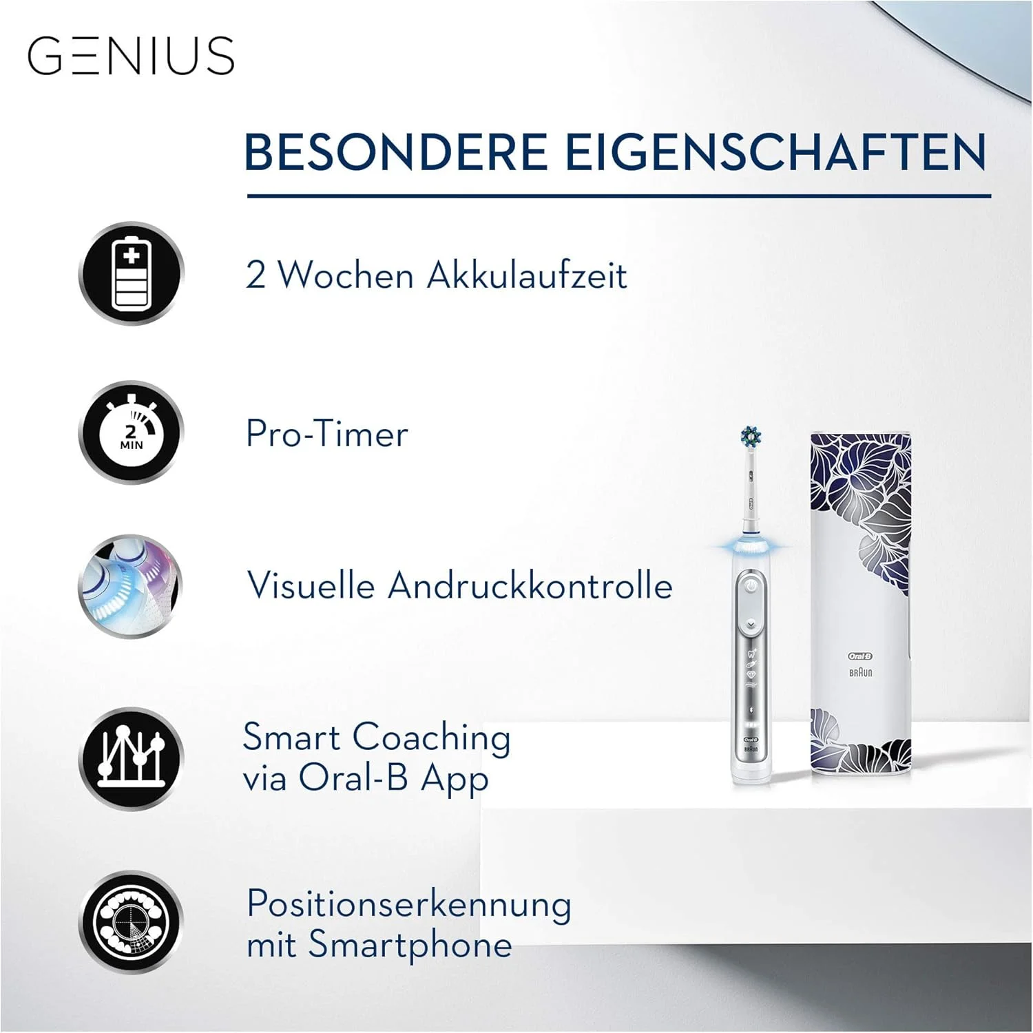 مسواک برقی شارژی اورال-بی Genius 8500n با دسته متصل بلوتوثی، حسگر موقعیت، 1 برس و 1 کیف مسافرتی ممتاز رایگان، نقره ای مسواک برقی شارژی اورال-بی Genius 8500n با دسته متصل بلوتوثی، حسگر موقعیت، 1 برس و 1 کیف مسافرتی ممتاز رایگان، نقره ای