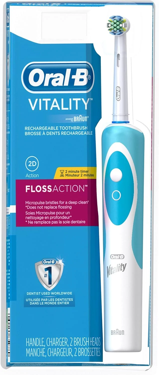 مسواک برقی شارژی اورال-بی مدل Vitality Floss Action، آبی و سفید مسواک برقی شارژی اورال-بی مدل Vitality Floss Action، آبی و سفید