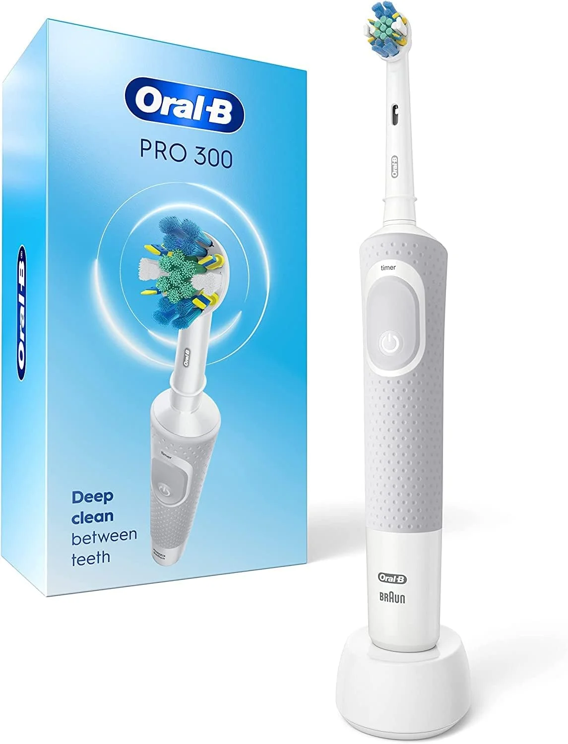 مسواک برقی اورال-بی Pro 300 Floss Action Vitality با (1) سری مسواک، قابل شارژ، سفید