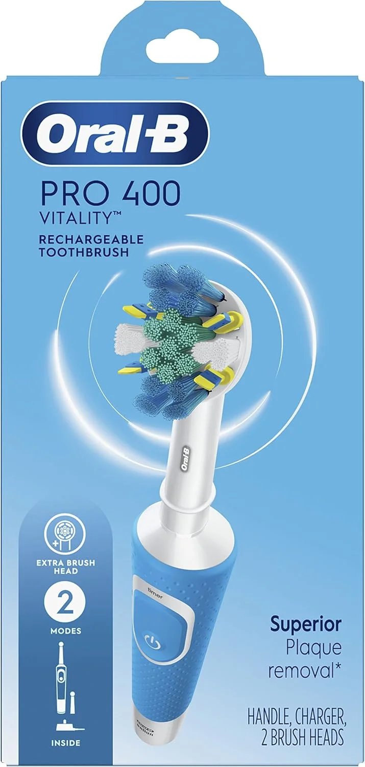 مسواک برقی اورال-بی پرو 400 مدل Floss Action Vitality با (2) سری مسواک، قابل شارژ، آبی مسواک برقی اورال-بی پرو 400 مدل Floss Action Vitality با (2) سری مسواک، قابل شارژ، آبی