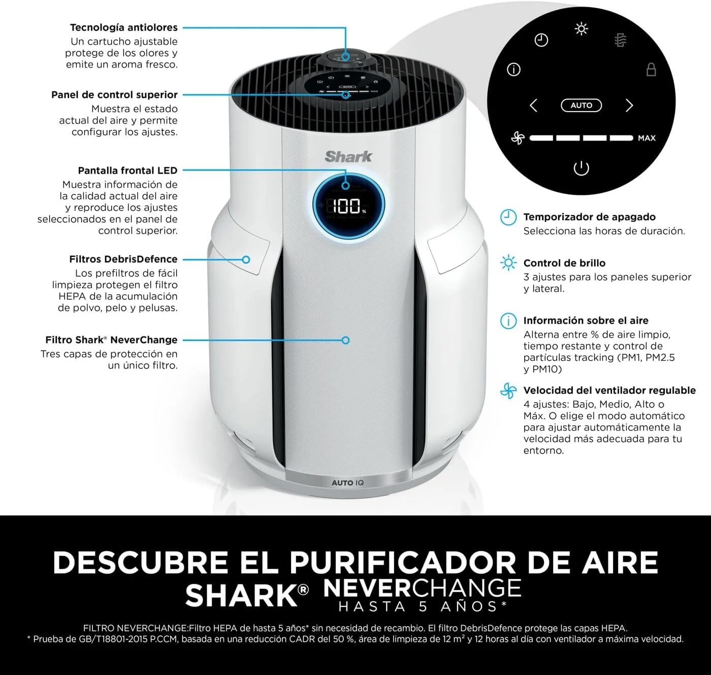 دستگاه تصفیه هوای شارک NeverChange با فیلتر HEPA تا 5 سال، مناسب خانه و اتاق خواب، پوشش دهی 60 متر مربع، جذب 99.97% آلرژن ها، گرده، ذرات حیوانات خانگی، صفحه نمایش LED بی صدا، سفید مدل HP150EU دستگاه تصفیه هوای شارک NeverChange با فیلتر HEPA تا 5 سال، مناسب خانه و اتاق خواب، پوشش دهی 60 متر مربع، جذب 99.97% آلرژن ها، گرده، ذرات حیوانات خانگی، صفحه نمایش LED بی صدا، سفید مدل HP150EU