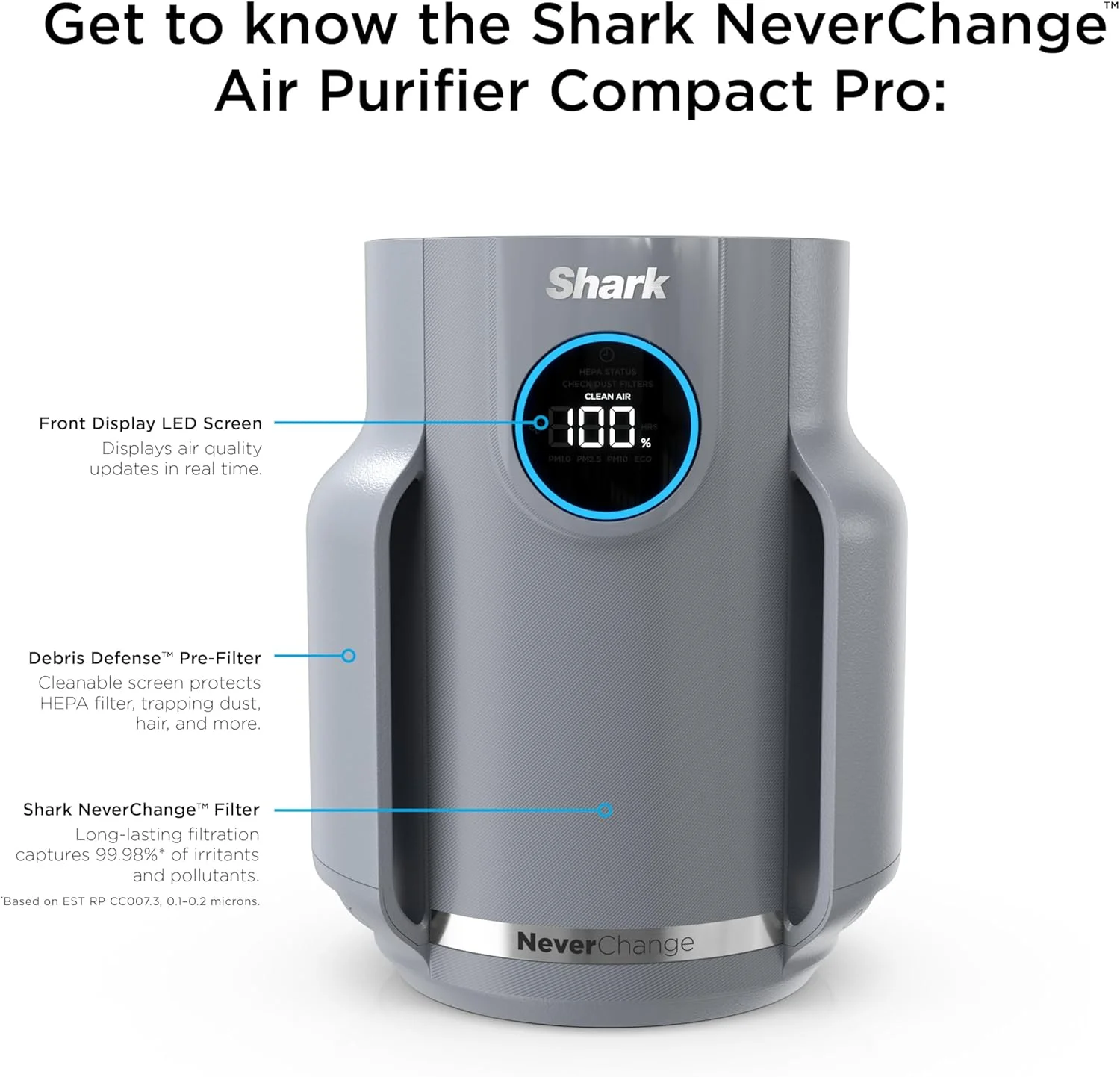 دستگاه تصفیه هوای Shark NeverChange مدل Compact Pro با فیلتراسیون HEPA بادوام و برتر، برای شوره حیوانات خانگی، گرد و غبار، دود، آلرژن ها، تا 250 فوت مربع برای اتاق خواب، دفتر کار خانگی، خوابگاه، HP071BRN (2025) دستگاه تصفیه هوای Shark NeverChange مدل Compact Pro با فیلتراسیون HEPA بادوام و برتر، برای شوره حیوانات خانگی، گرد و غبار، دود، آلرژن ها، تا 250 فوت مربع برای اتاق خواب، دفتر کار خانگی، خوابگاه، HP071BRN (2025)