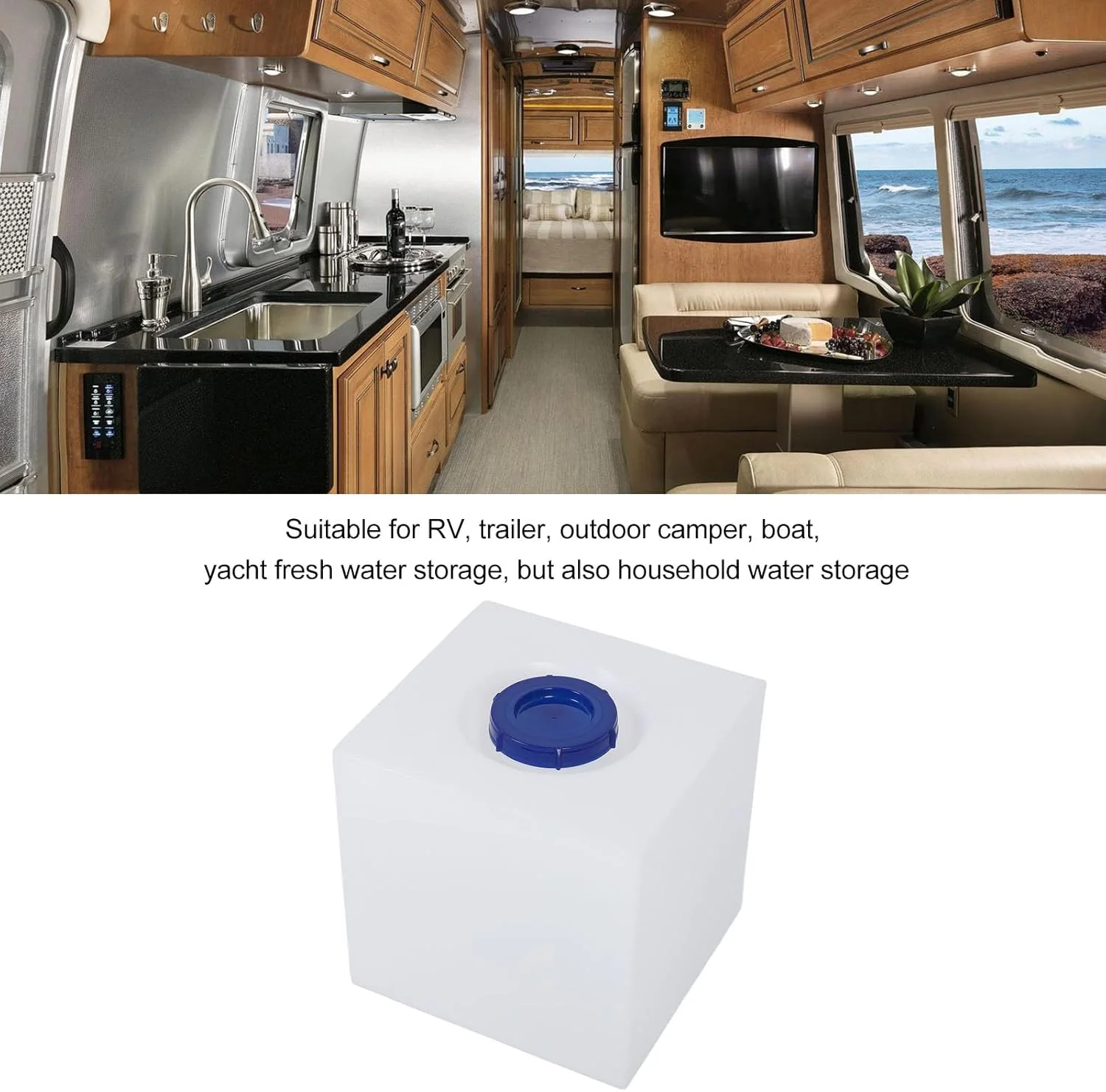 مخزن آب شیرین Akozon، مخزن آب RV با ظرفیت 8 گالن، 32.5x31.5x30.5 سانتی متر، مخزن ذخیره آب شیرین LLDPE با گرید غذایی برای تریلر، کمپر، قایق و قایق تفریحی