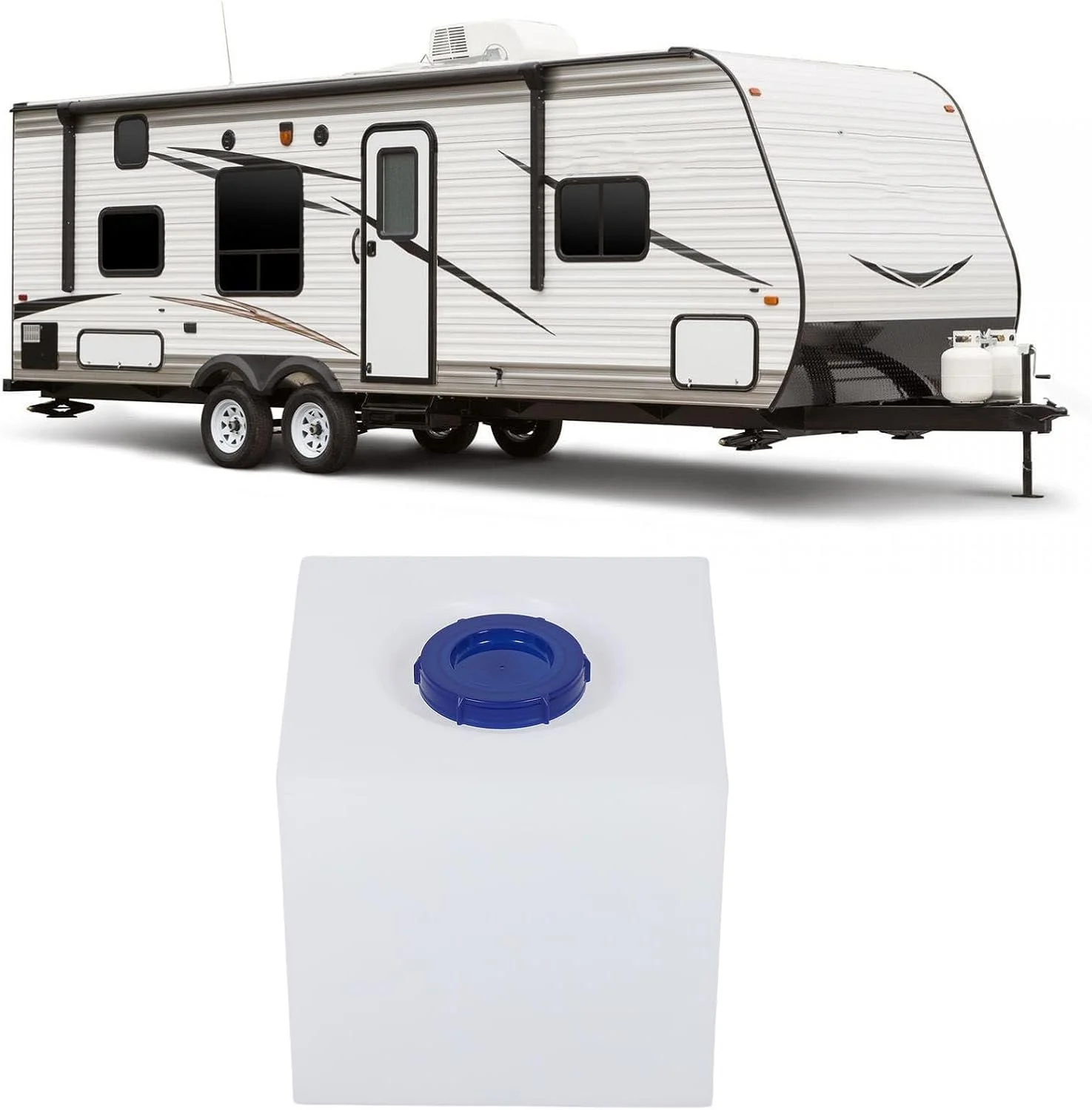 مخزن آب شیرین Akozon، مخزن آب RV با ظرفیت 8 گالن، 32.5x31.5x30.5 سانتی متر، مخزن ذخیره آب شیرین LLDPE با گرید غذایی برای تریلر، کمپر، قایق و قایق تفریحی